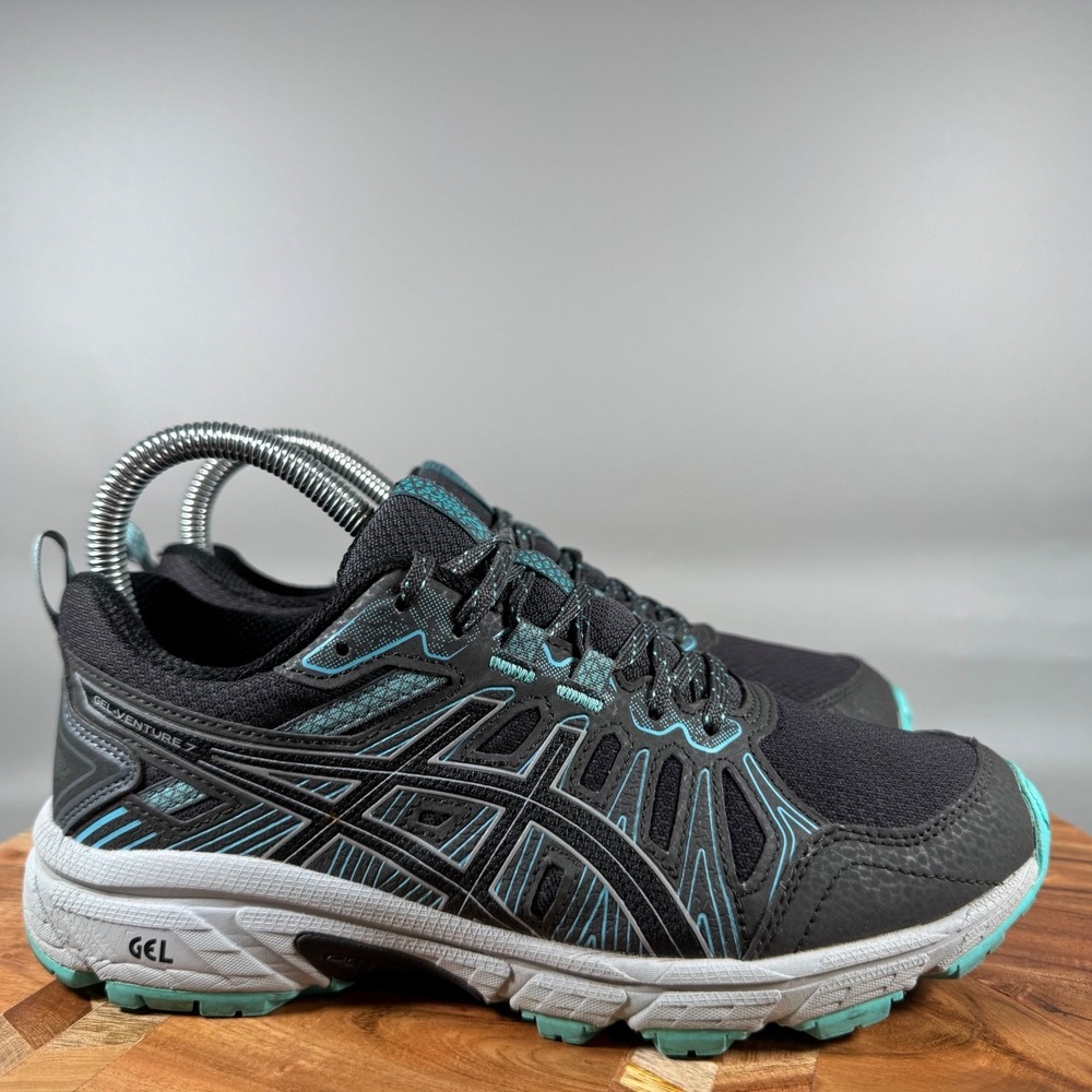 ASICS Gel-Venture 7 Womens Trail Running Shoes Black Aqua 1012A652 Size 6